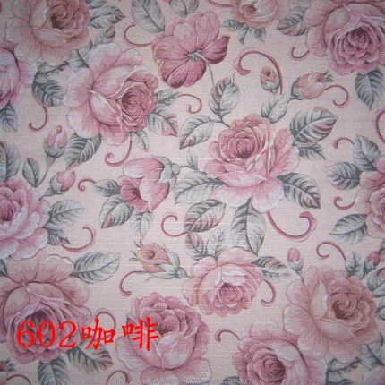 无弹工艺品布300D*450D竹麻印花布 红色腰果花型十字格竹麻印花布