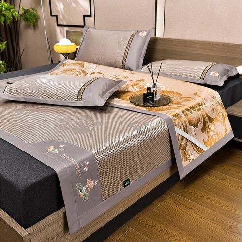 2025新款凉席夏天荷塘月色冰藤舒适席床席款凉席两件套三件套