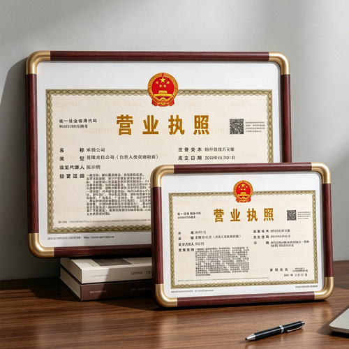 公司a3营业执照正本框架挂墙