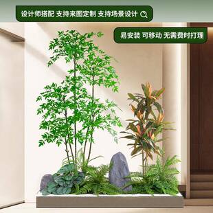 仿真植造景橱窗景室观布置内假植绿物楼梯拐54556546角造景树装阳