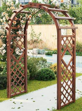 N5拱F75967S8门花子爬藤架实防腐木花木架架拱形碳化户外庭院爬藤