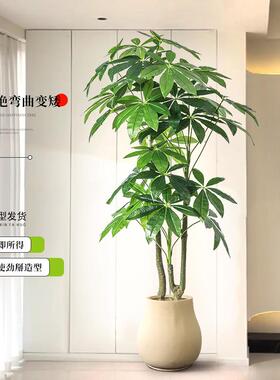 仿真发财VJO树假绿植装室内阳台玄关电生视柜植旁大型盆饰栽仿物