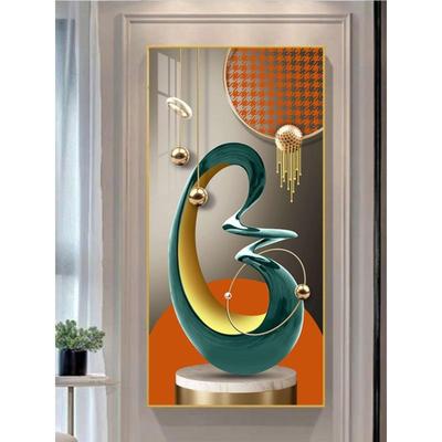 几何轻奢入户关装饰画进门客KNP厅廊过道画现走玄代简约竖版墙挂