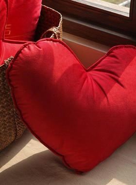 爱MDD心结抱枕一红色喜庆新婚喜婚婚字心形枕头创意庆对靠枕