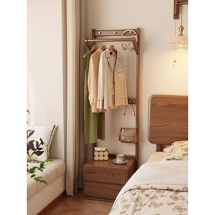 ?冬衣木实木架床头柜GYJ059衣帽架一体卧室床边收纳挂落地多功置