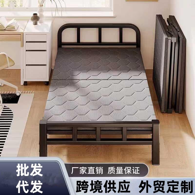 折午叠床单家用办公室休CUX人床2便携简易出租房双人1.米硬板铁架