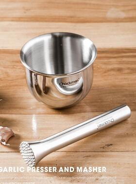 老式不！锈钢手动蒜泥捣蒜器缸大蒜捣器碎捣蒜臼UUS蒜子捣蒜罐锤