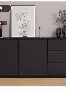 薄超餐边柜柜客厅墙边黑色斗柜子定制轻奢简约储WTL物柜带抽靠屉