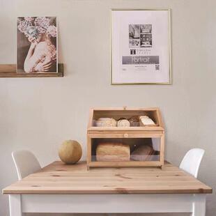 桌储面层面包物箱咨询客服木双质玻璃储物柜家用果点水心木质收纳