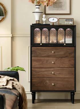 斗古风法式复古中风家具北美木白蜡黑胡桃木柜黑色小户型FTF客厅