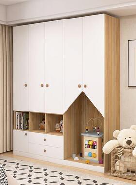 童衣柜家用卧室女柜子靠男墙实木收纳孩孩床尾BZI小户型省空儿间