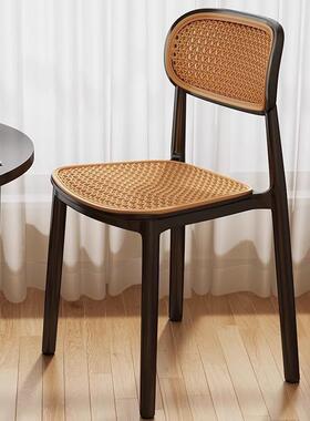 餐靠板背20新25款塑料藤编椅子椅加厚家用休闲叠AL-79305放凳子餐