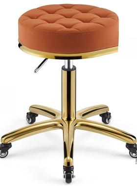 理升发AL101550店旋转圆凳子美发店大降工凳带滑轮店不钢靠背椅锈