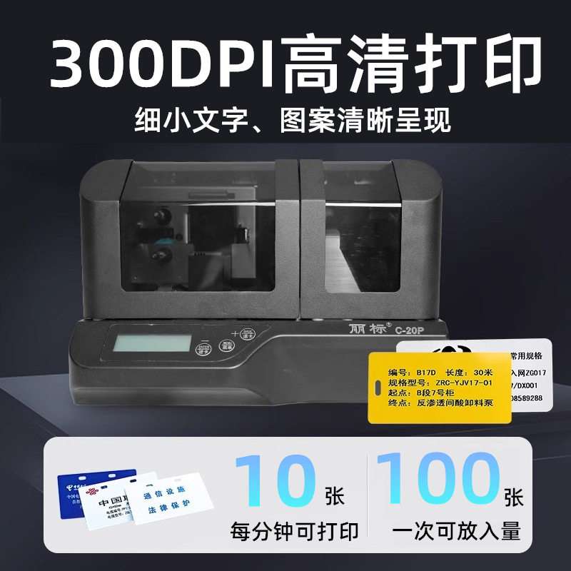 丽标标牌机C-20P线缆吊牌挂牌铭牌PVC塑料标识牌打印机热转印字机