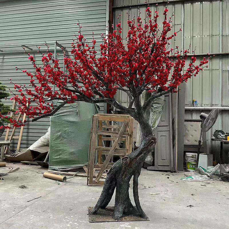 仿大型装饰真仿真树梅树造仿真大树景落地栽人造庭院绿花盆植假树