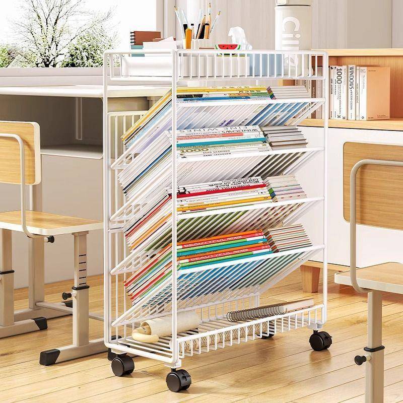 边移动书架桌收纳生教室桌旁学学习落书本无品牌/带轮课桌置物架