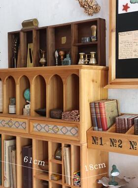 叁杉抽复PJ19901古桌式面收纳盒屉质木置物柜手账文具画笔书桌整