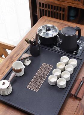 整块石茶盘套装全自动底水一体F99SJ6HH茶上具家头用乌金石英石整