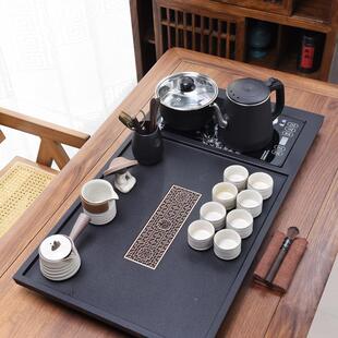 整块石茶盘套装全自动底水一体F99SJ6HH茶上具家头用乌金石英石整