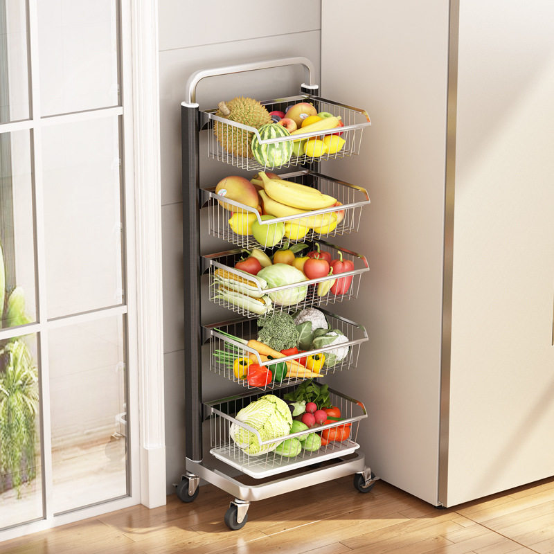 太空铝厨房落地多层果蔬置物架