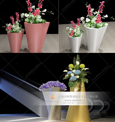 花盆绿植美陈商业美陈设计创意花盆玻璃钢花缸花艺异形花艺创意