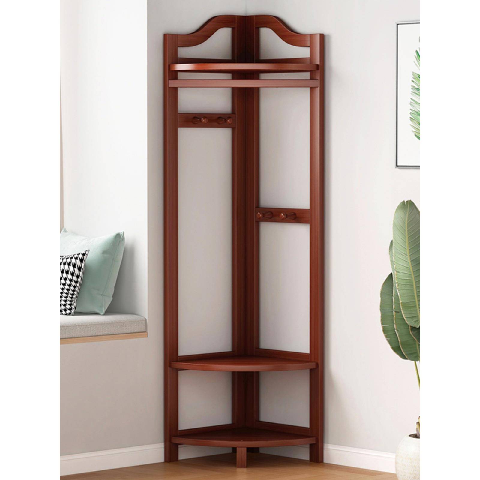 实木转角帽无品牌/架省空间卧室落地衣挂衣易架简衣放柜衣服多功