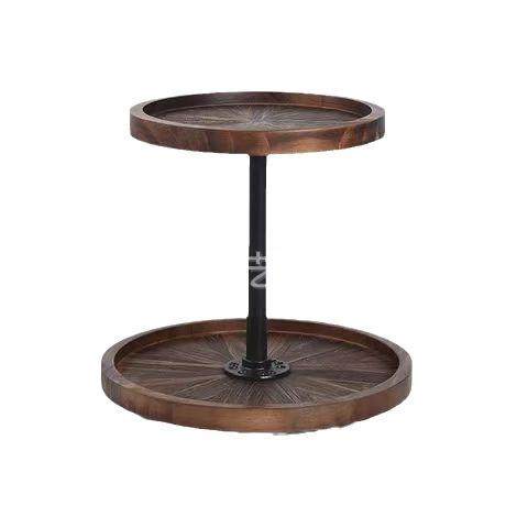 桌面转盘甜品展架橱物柜木示质层收纳架家x-82用双木制厨房置架