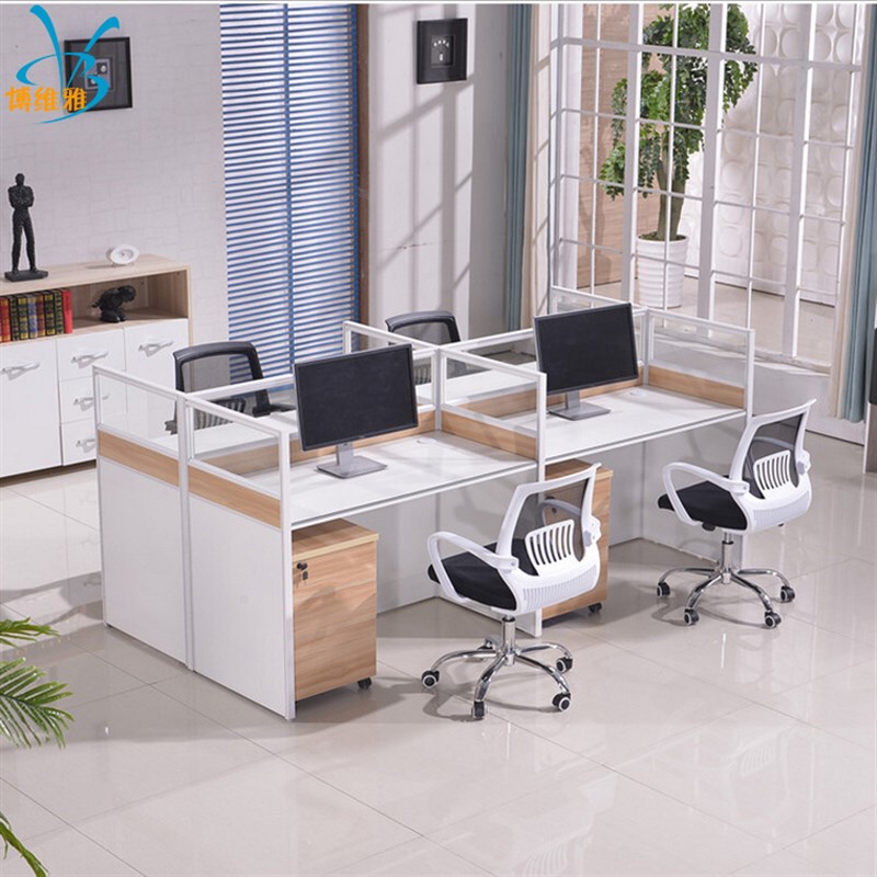 职员办公桌简约现代2/4/6人位桌椅组合办公家具屏风办工桌员工位