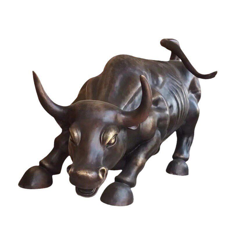 大型铸铜铜牛雕塑奋进牛开荒仿真牛耕牛华尔街牛动物景观摆件雕塑