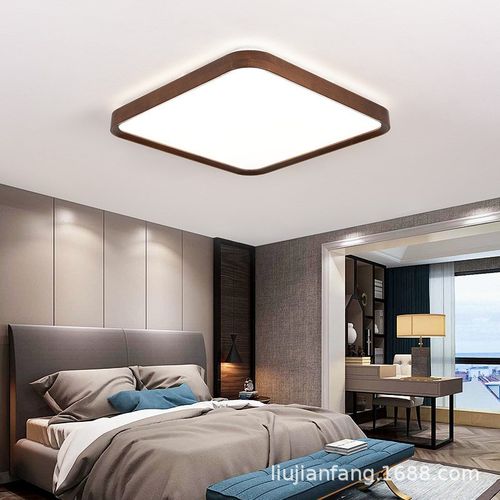 新中式吸顶灯长方形实木中式客厅灯大厅主灯简约书房房间吸顶灯