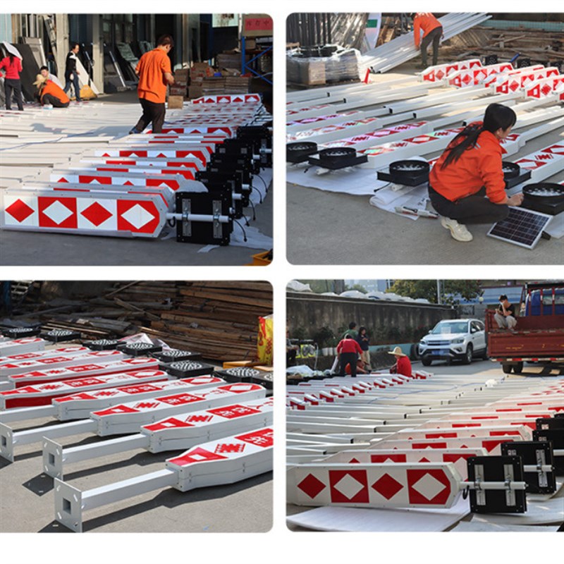 行人优先诱导标志牌分道标 礼让行人频闪警示灯 太阳能黄闪道口标