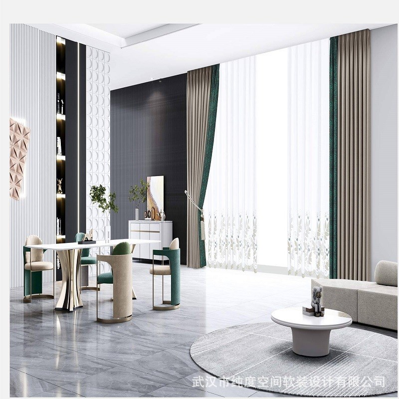 别墅语音智能电动升降开合窗帘客厅极简窗帘成品奢华卧室窗帘