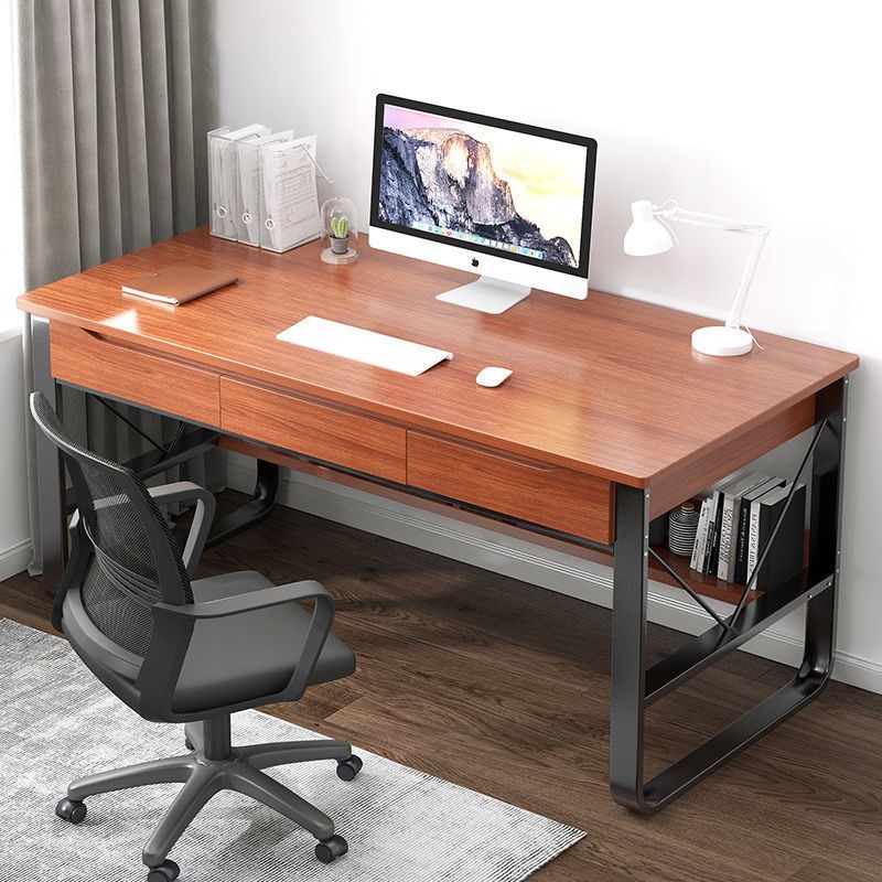 电脑桌双人桌加厚加固钢木办公桌家用写字桌书桌简约现代台式桌子