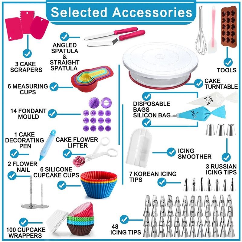 307件套蛋糕转台套装 装饰裱花嘴套装 烘焙翻糖工具