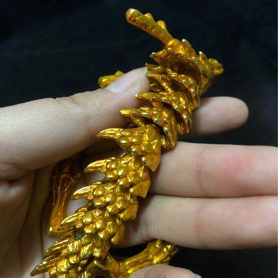 古玩杂项高档收藏铜鎏金神龙摆件可活动关节金龙青龙3D神龙生肖龙