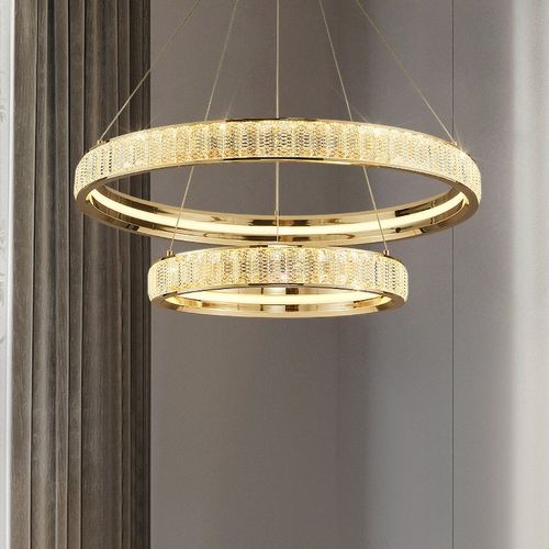 轻奢水晶吊灯客厅灯2024年新款环形餐厅卧室大气简约创意智能灯具