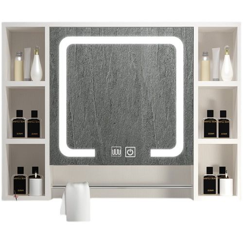 实木智能浴室镜柜单独挂墙式带灯卫生间实木置物架智能镜柜除雾