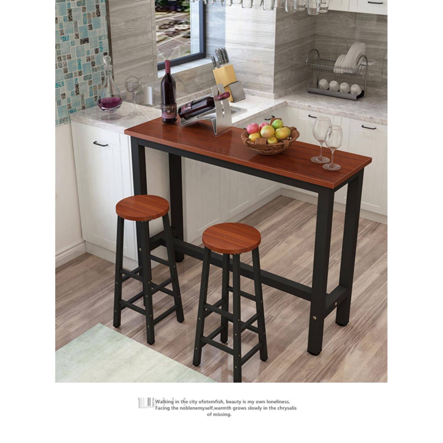 红酒桌轻奢客墙厅吧台桌子白色家用靠桌椅高脚桌多功能餐F765H686