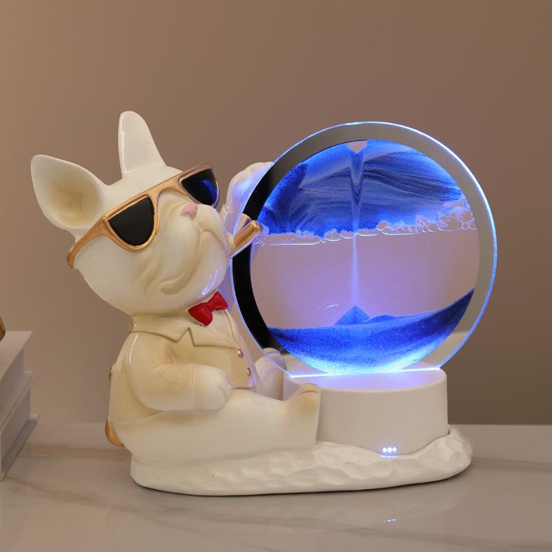 流沙QBA画沙漏奢摆件氛夜灯客厅卧室酒柜视橱柜玄关围轻新家装电