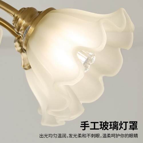 灯法式无品牌/高端餐客厅卧中室花朵风扇吊灯美式复古书房灯古风