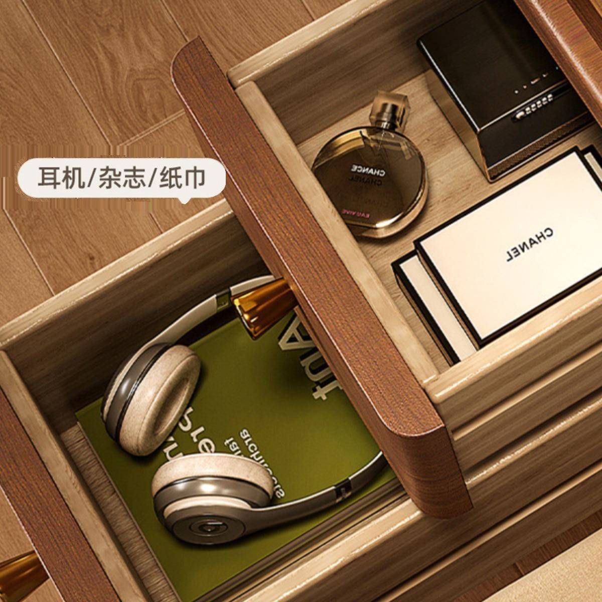 卧室实木多层床柜头新小型20cm03公分超款窄感应灯床头柜带灯BJL