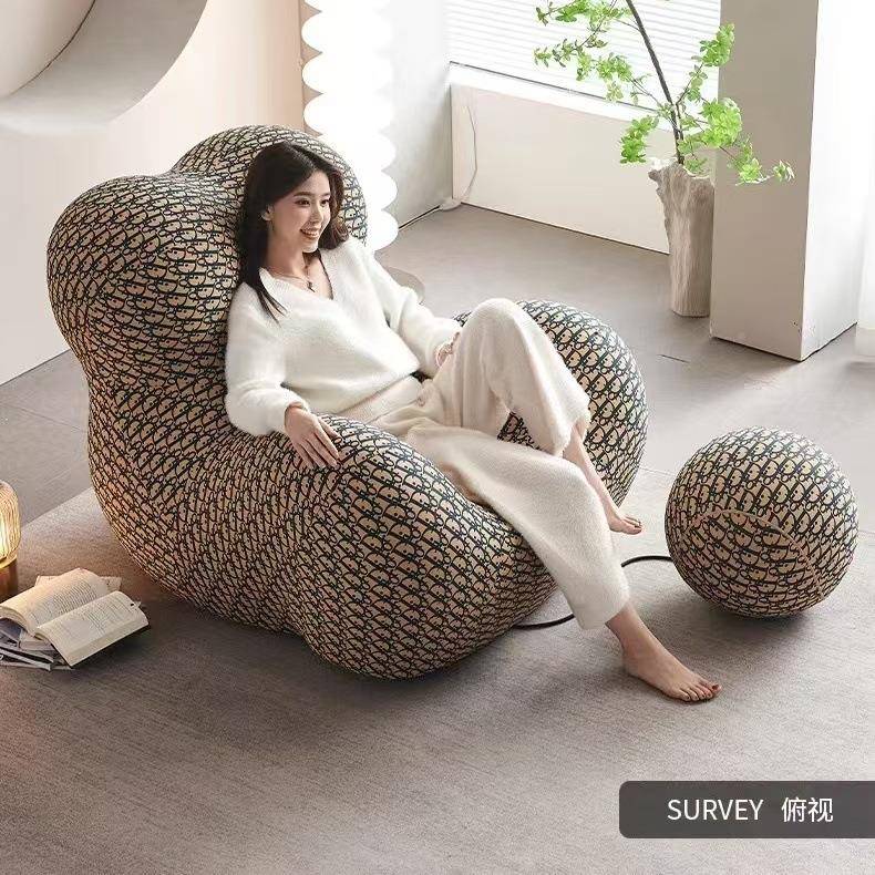 人沙发妈妈的怀抱躺可可睡休闲单人轻发奢沙椅懒人网懒红PZE靠背