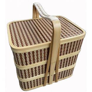 竹编餐送篮手提食层竹UYL盒多质上菜送饭提篮酒店饭店送菜提盒点