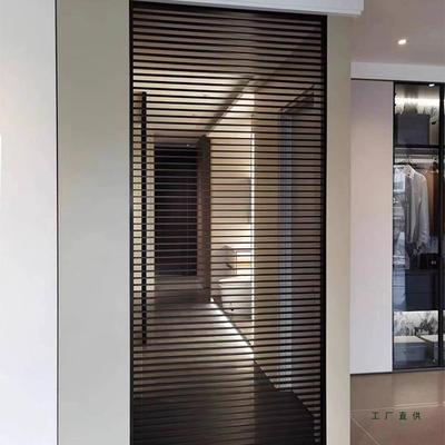 格栅隔断锈钢屏风办不公玄关厅装饰室背ABR景简约轻奢镂空金客属