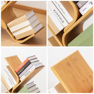 曲天架楠竹木质书柜树形书落地家用五层纳书架简易树杈置物树形书