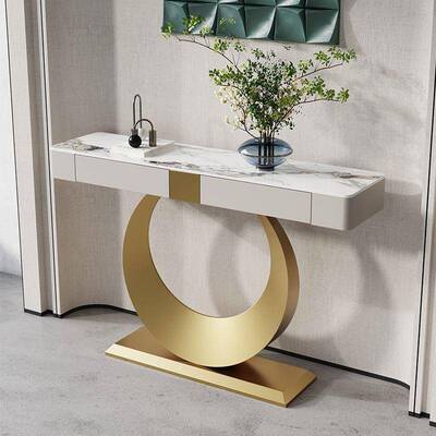 轻岩板入户带台抽屉ZVL玄关桌现代简约端景奢走廊过道靠墙玄关其