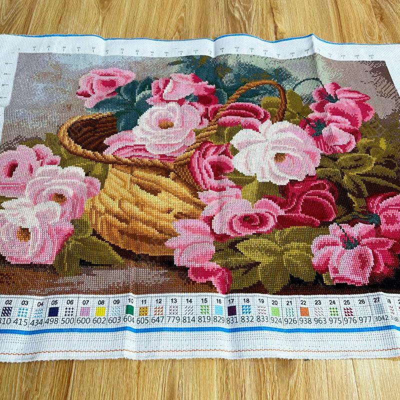 蓝玫瑰花十字绣成品不框纯新手带工售绣出好2无品牌/025款高端客
