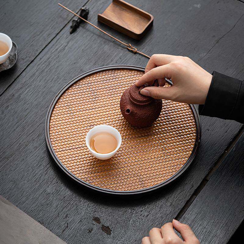 重竹干台承ali-7259托盘竹制席面盘竹席茶托泡壶家用小号茶盘餐日