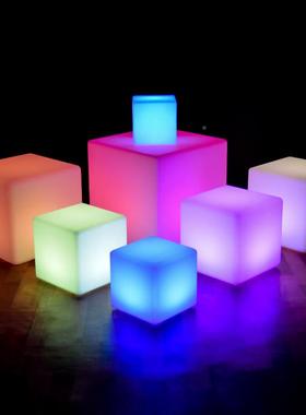 #促七彩发方凳子led销立方体ktv茶几酒吧合桌椅光组网红户外88810