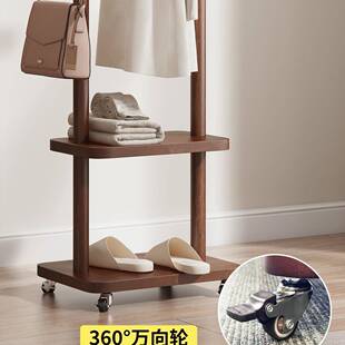 落新款架实木衣帽架中古风挂衣架地卧可移动DBO室内晾室衣服入门